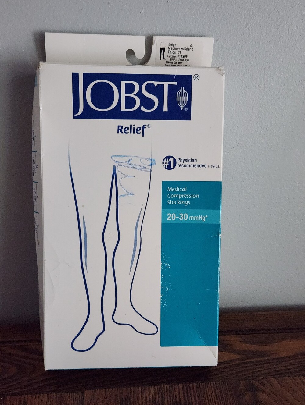Jobst Relief Medium Beige W/S Band Thigh CT Compression Stockings NIB